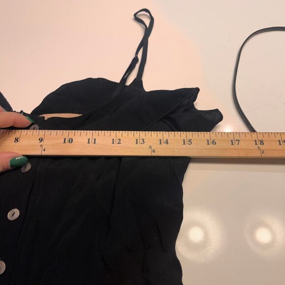 Kachel x Anthropologie Black Ruffled Cropped Wide Leg Jumpsuit Size 6 - Picture 11 of 13